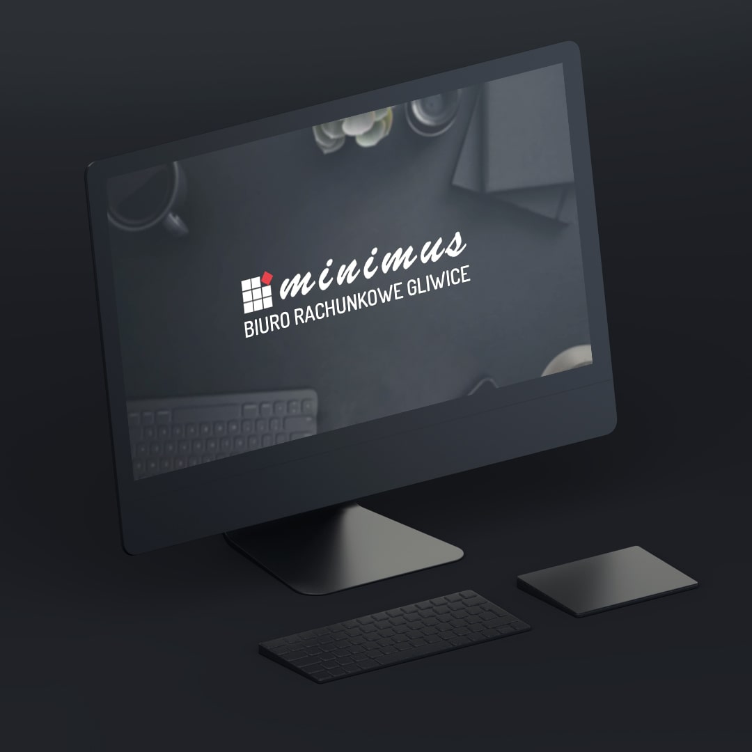 Ekran komputera z wyświetloną grafiką biura rachunkowego Minimus